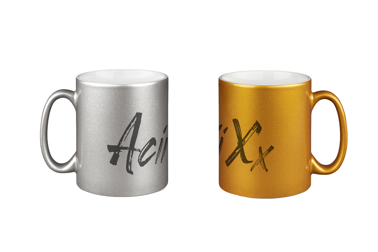 AciiXx Brushlogo - Silber- und Goldtassen Bundle