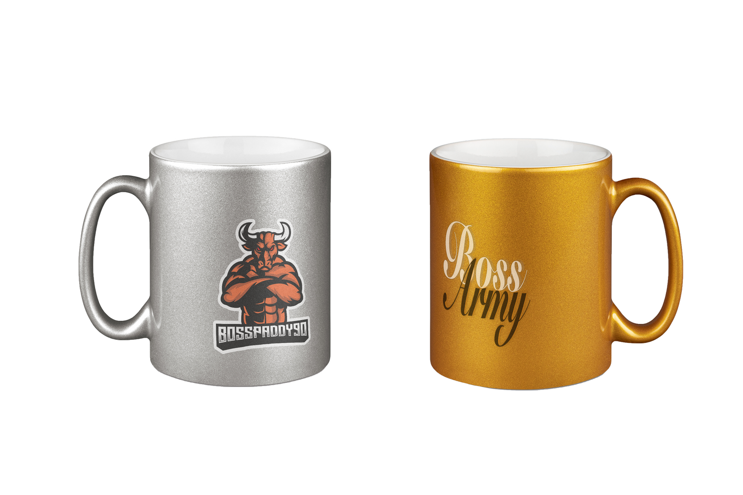 Bosspaddy90 Logo - Silber- und Goldtassen Bundle