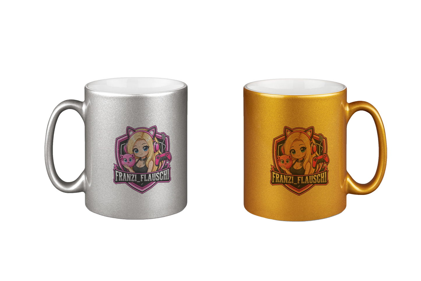 Franzi_Flauschi Logo - Silber- und Goldtassen Bundle
