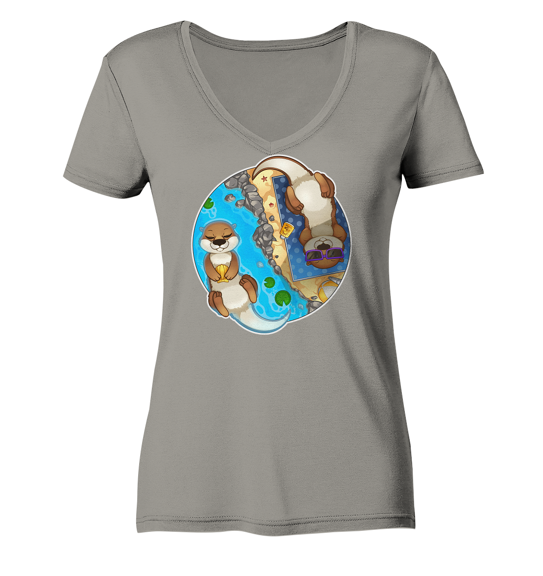 FeineKatze Otter - Ladies V-Neck Shirt