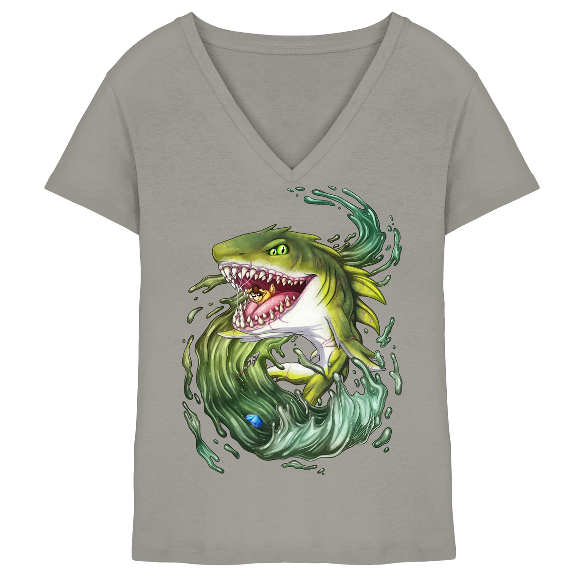 LupiArts Megalodon Ancient - Ladies V-Neck Shirt