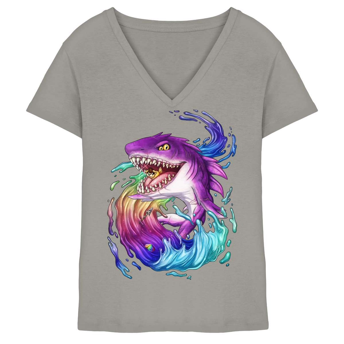 LupiArts Megalodon Crested - Ladies V-Neck Shirt