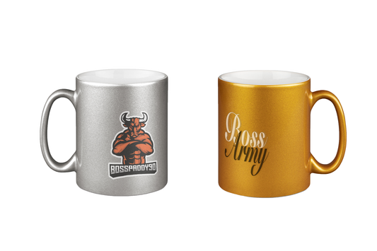 Bosspaddy90 Logo - Silber- und Goldtassen Bundle