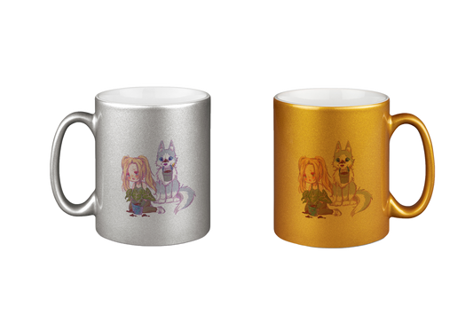 StaceyLucia Wolf Chibi - Silber- und Goldtassen Bundle