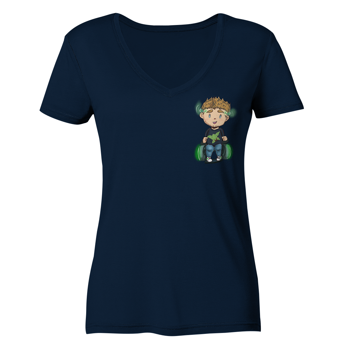 NoHandsNoSchoki Yoda - Ladies V-Neck Shirt