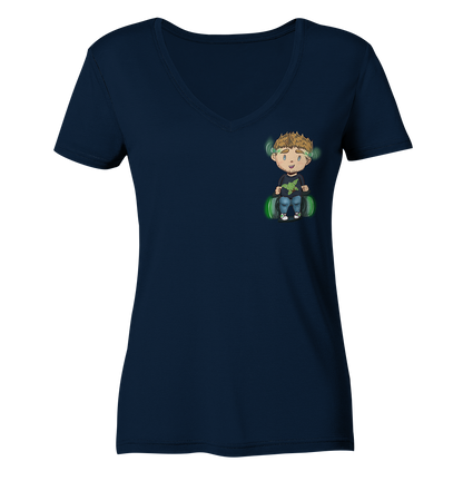 NoHandsNoSchoki Yoda - Ladies V-Neck Shirt