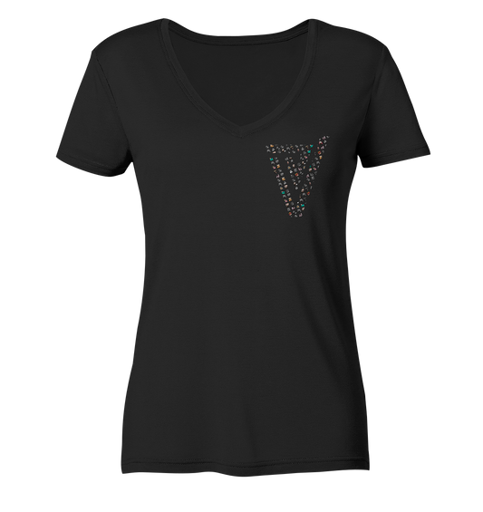 Verdipwnz Emotes - Ladies V-Neck Shirt