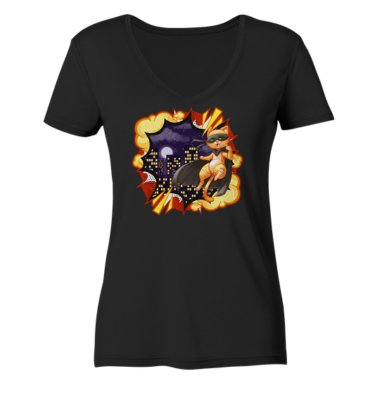 FeineKatze Hero Cat - Ladies V-Neck Shirt
