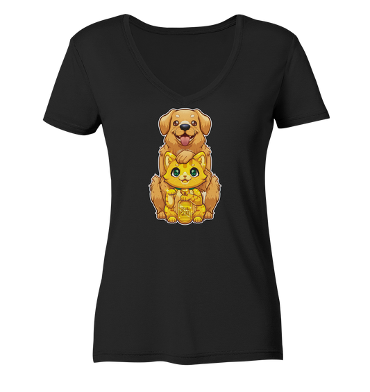 FeineKatze Goldig - Ladies V-Neck Shirt