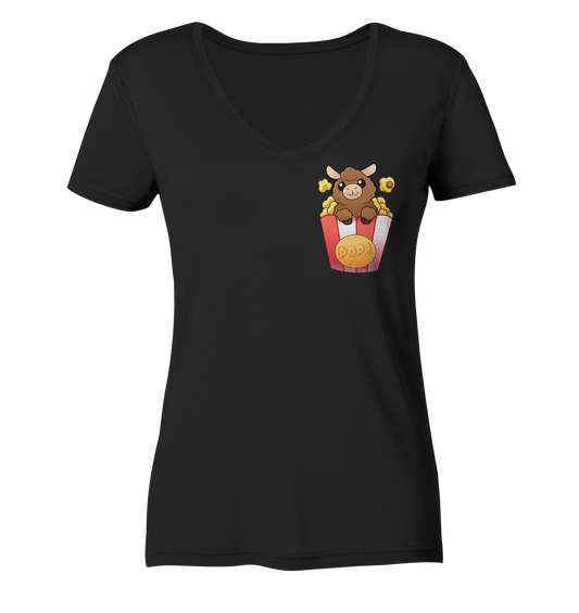 FlauschigTV Popcorn - Ladies V-Neck Shirt