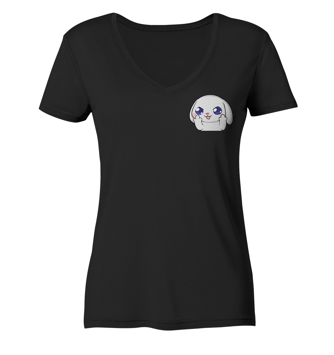HuwJeffner MiddleFinger - Ladies V-Neck Shirt