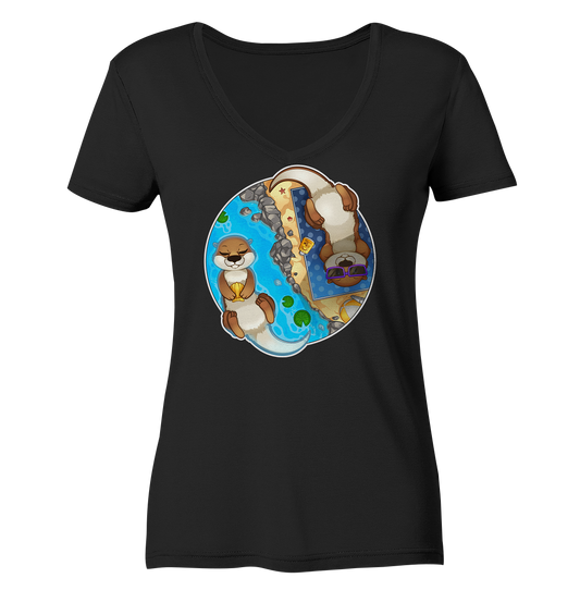 FeineKatze Otter - Ladies V-Neck Shirt