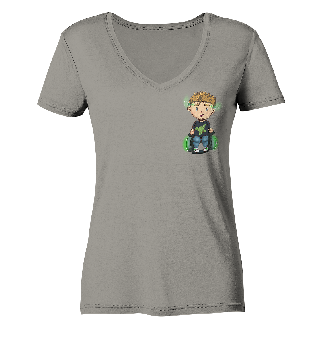 NoHandsNoSchoki Yoda - Ladies V-Neck Shirt