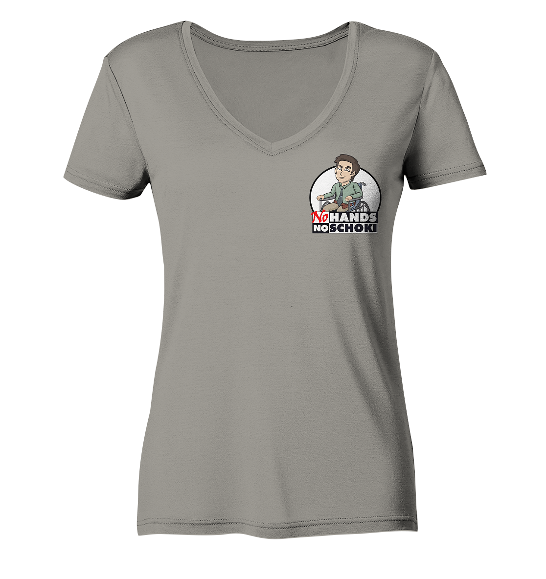 NoHandsNoSchoki Logo - Ladies V-Neck Shirt