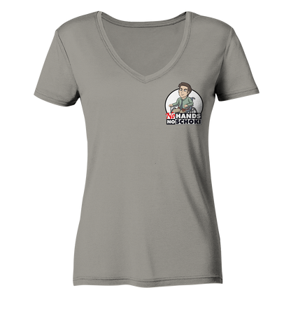 NoHandsNoSchoki Logo - Ladies V-Neck Shirt