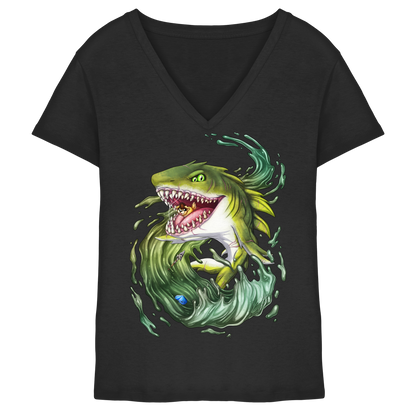 LupiArts Megalodon Ancient - Ladies V-Neck Shirt