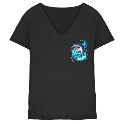 LupiArts Megalodon Hungering - Ladies V-Neck Shirt