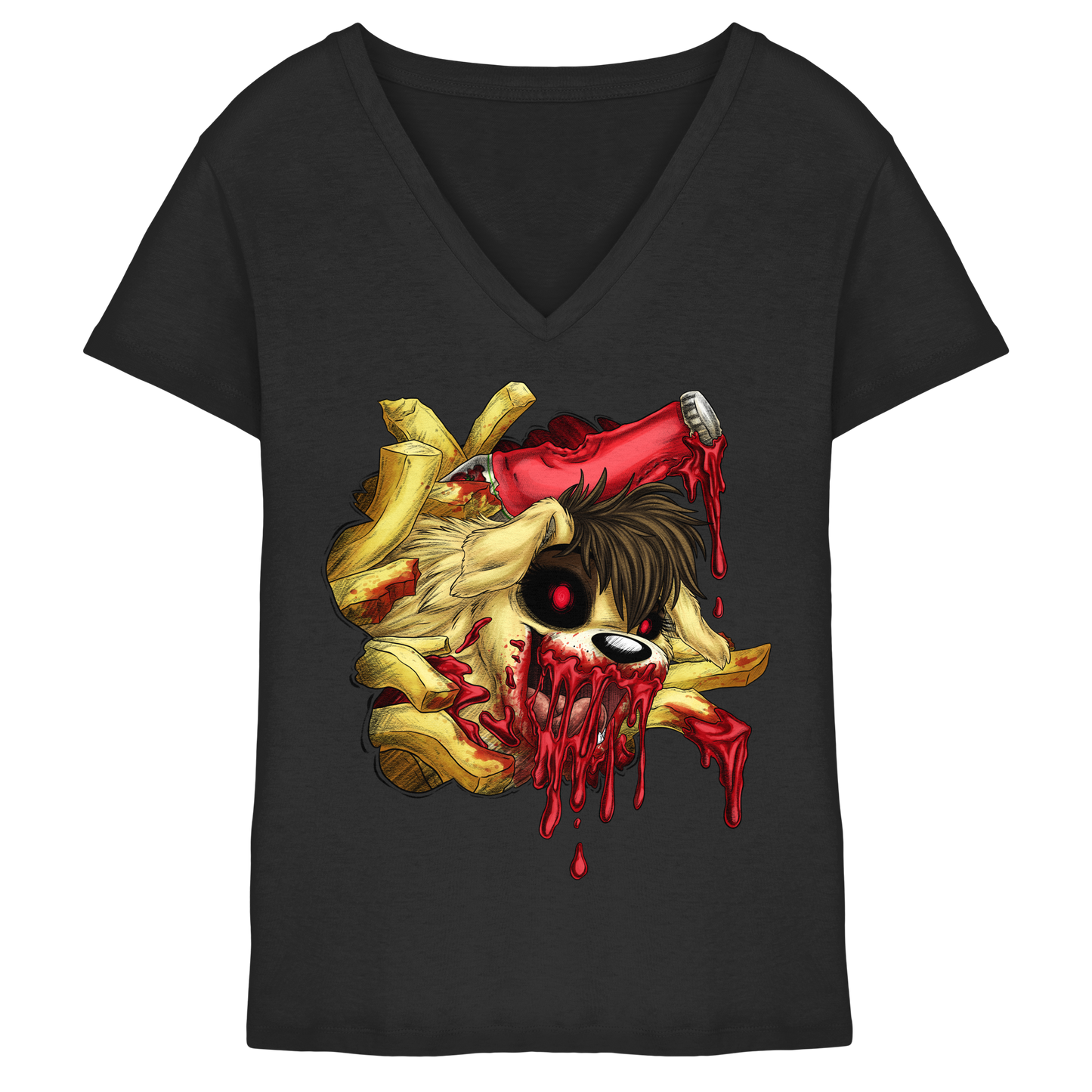 LupiArts Ketchup - Ladies V-Neck Shirt