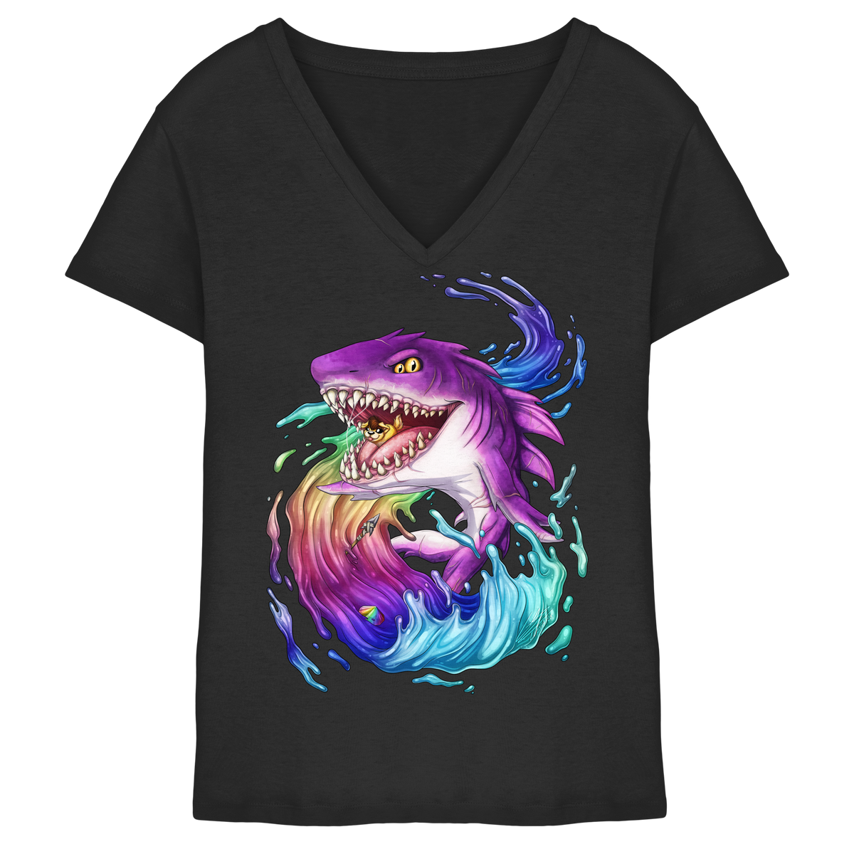 LupiArts Megalodon Crested - Ladies V-Neck Shirt