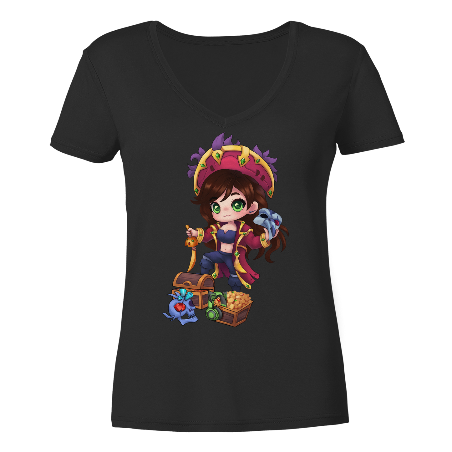 KykyNeko Pirat - Ladies V-Neck Shirt