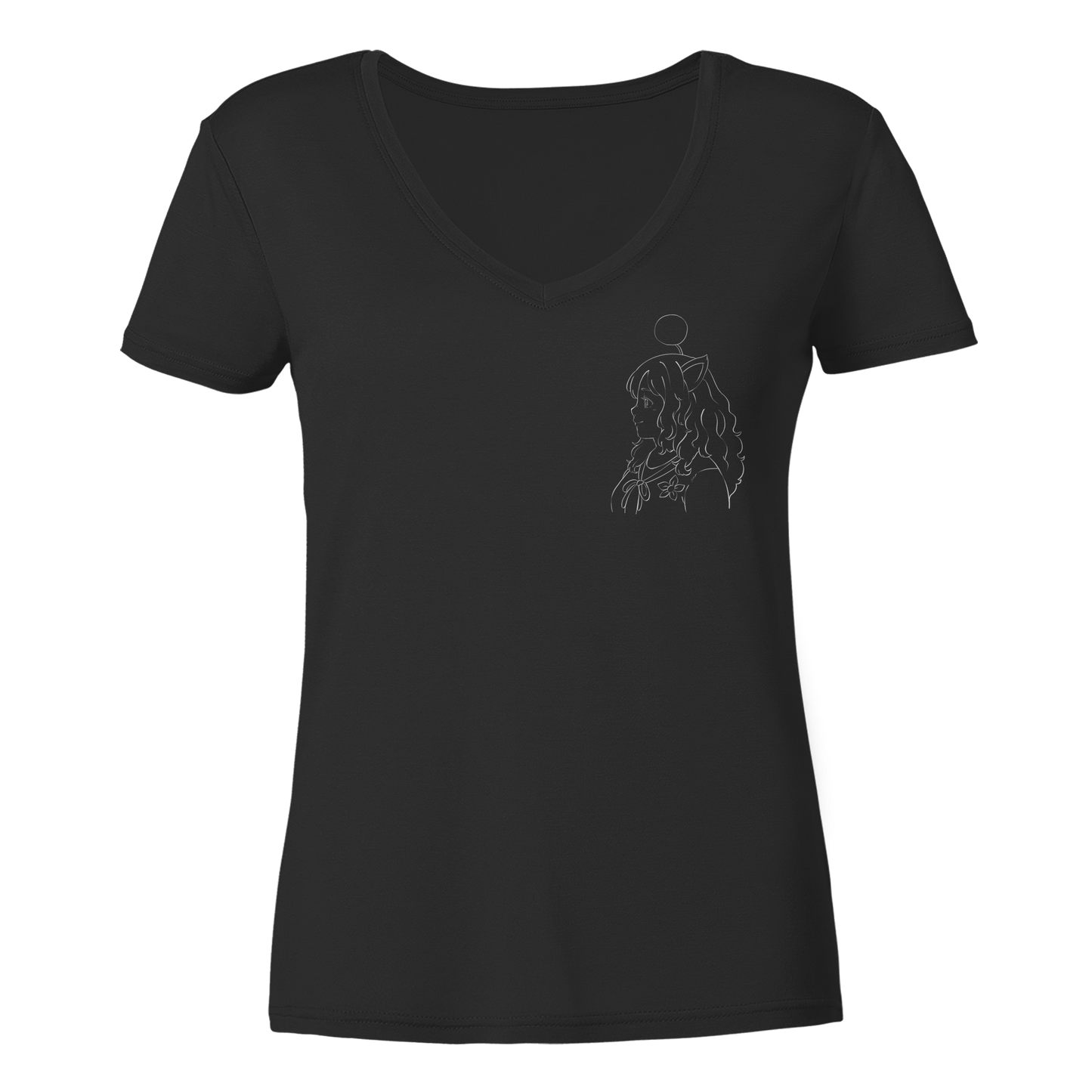 Miss_Moogle Logo Outline - Ladies V-Neck Shirt