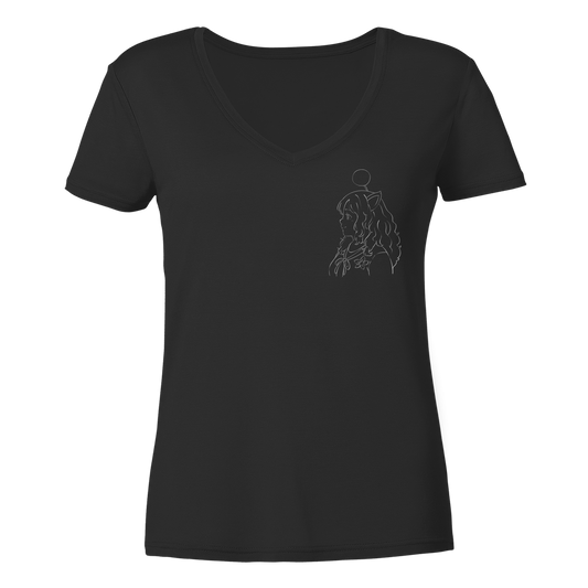 Miss_Moogle Logo Outline - Ladies V-Neck Shirt