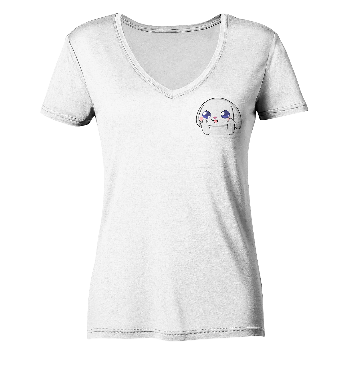 HuwJeffner MiddleFinger - Ladies V-Neck Shirt