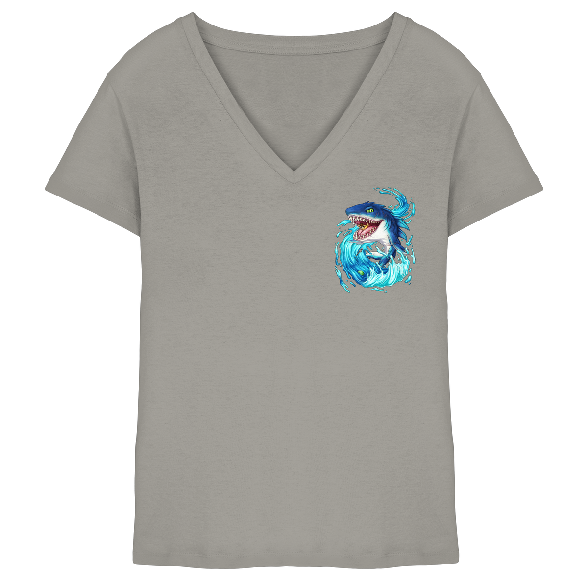 LupiArts Megalodon Hungering - Ladies V-Neck Shirt