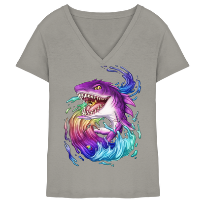 LupiArts Megalodon Crested - Ladies V-Neck Shirt