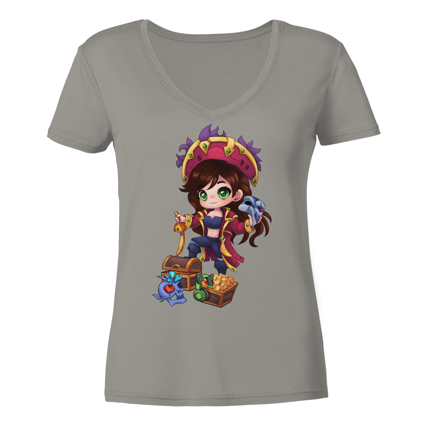 KykyNeko Pirat - Ladies V-Neck Shirt