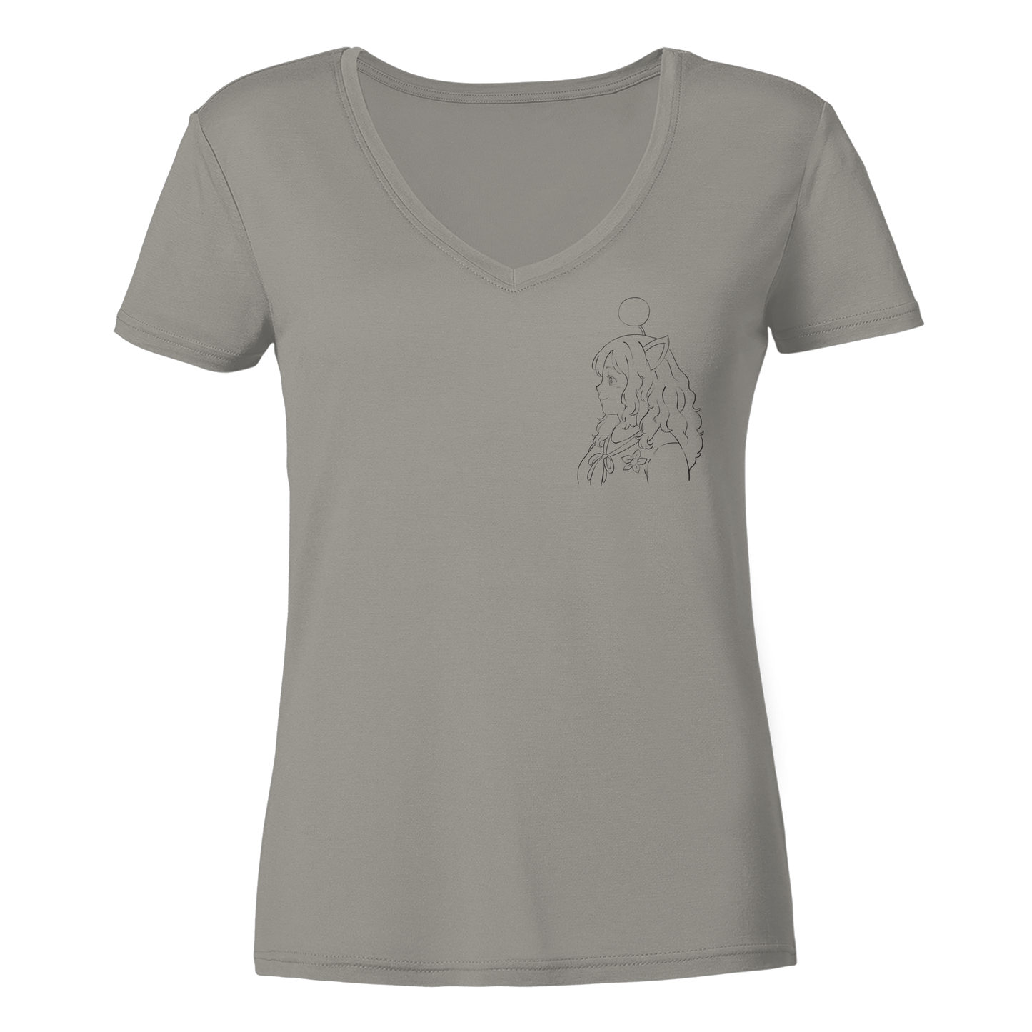Miss_Moogle Logo Outline - Ladies V-Neck Shirt