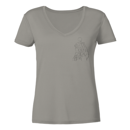 Miss_Moogle Logo Outline - Ladies V-Neck Shirt
