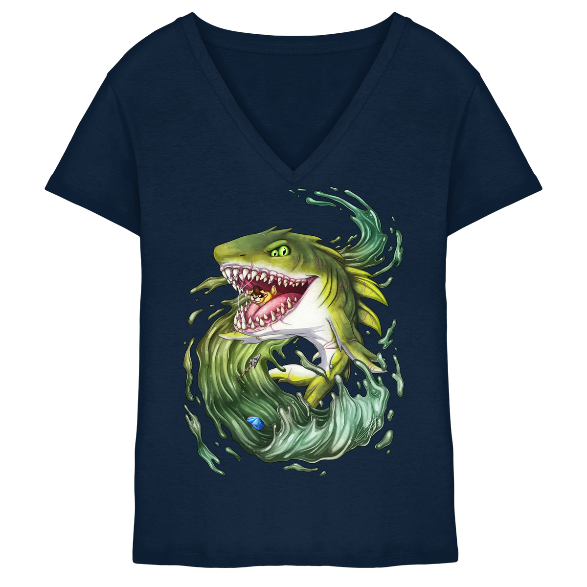 LupiArts Megalodon Ancient - Ladies V-Neck Shirt