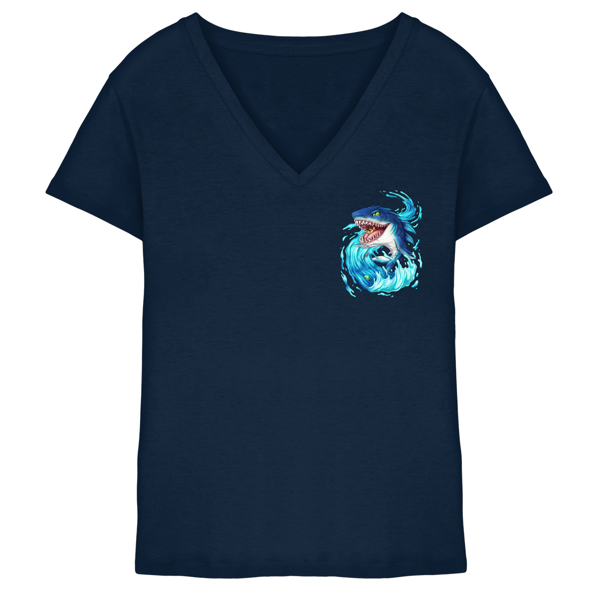LupiArts Megalodon Hungering - Ladies V-Neck Shirt