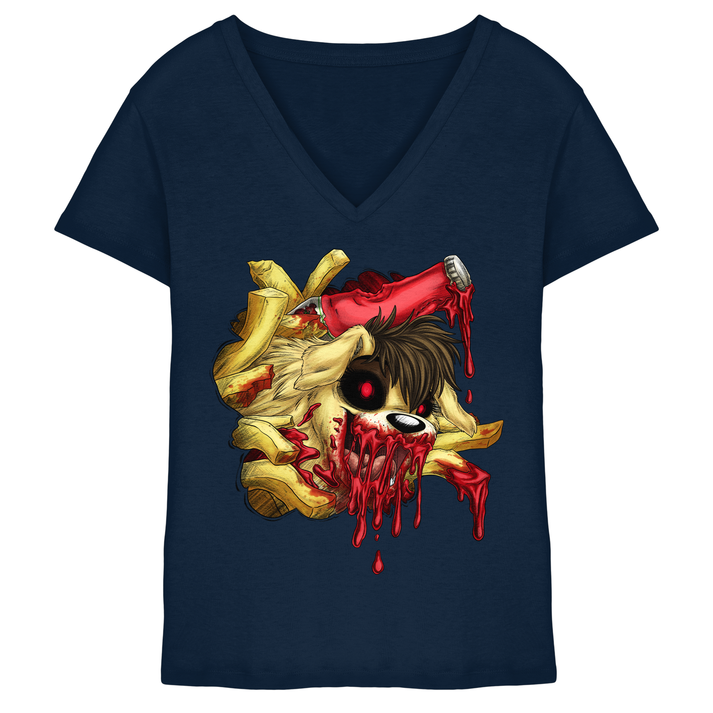 LupiArts Ketchup - Ladies V-Neck Shirt