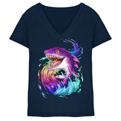 LupiArts Megalodon Crested - Ladies V-Neck Shirt