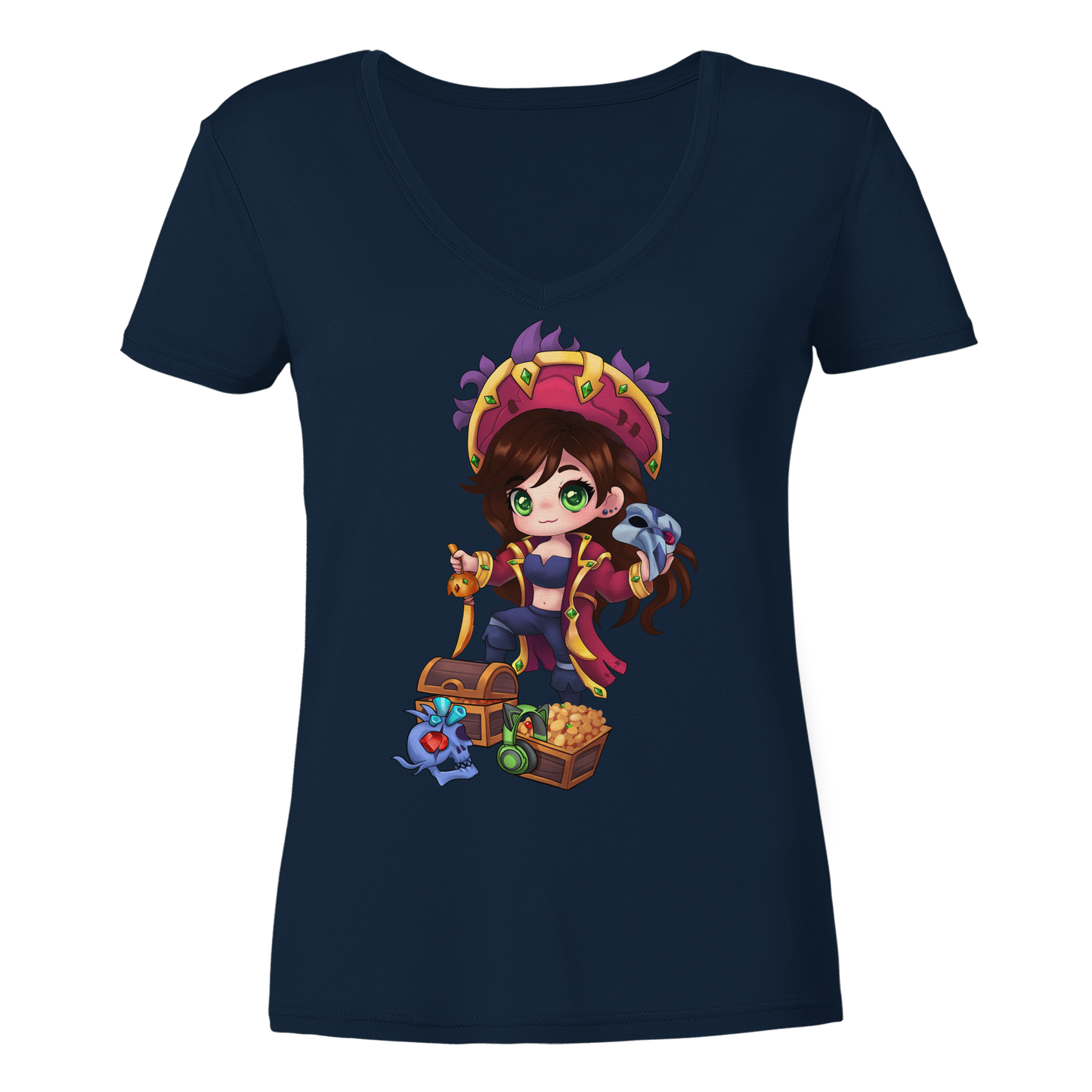 KykyNeko Pirat - Ladies V-Neck Shirt