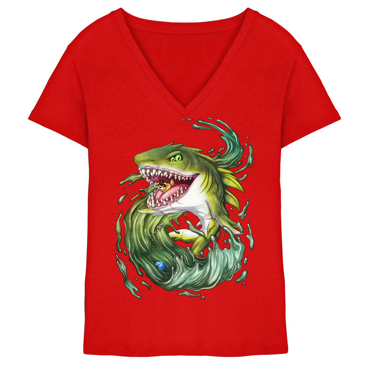 LupiArts Megalodon Ancient - Ladies V-Neck Shirt