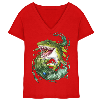 LupiArts Megalodon Ancient - Ladies V-Neck Shirt