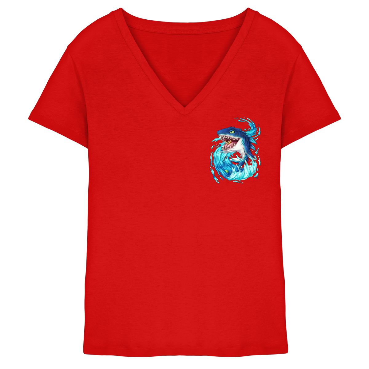 LupiArts Megalodon Hungering - Ladies V-Neck Shirt