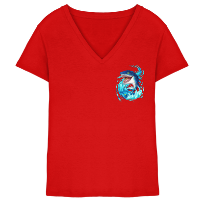 LupiArts Megalodon Hungering - Ladies V-Neck Shirt