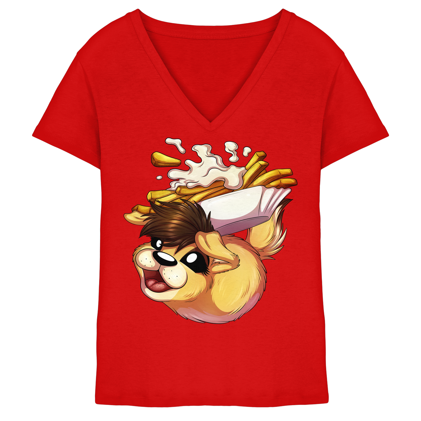 LupiArts Happy - Ladies V-Neck Shirt