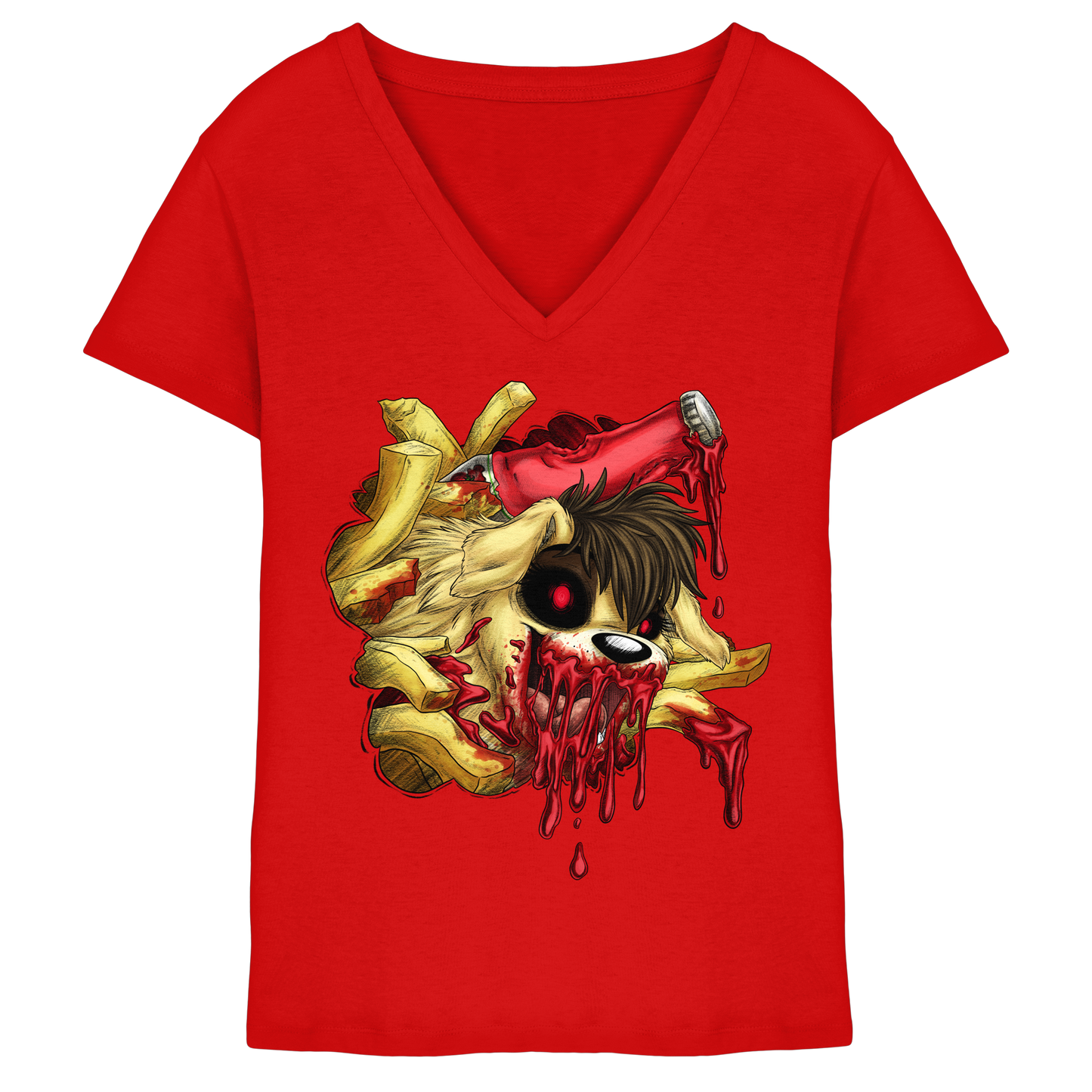 LupiArts Ketchup - Ladies V-Neck Shirt