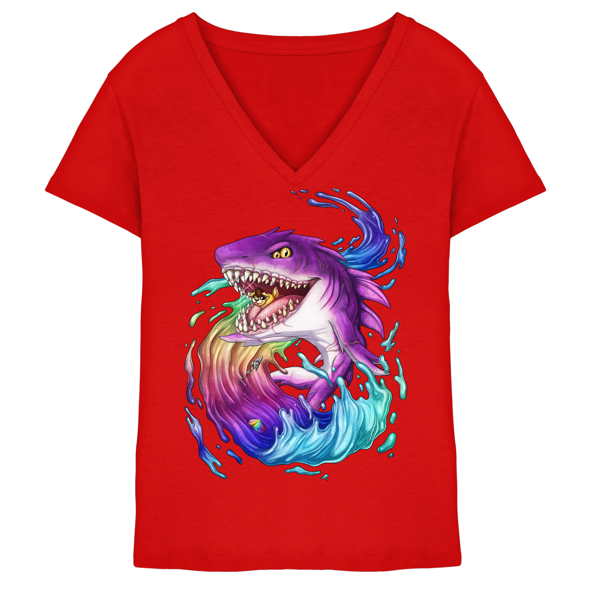 LupiArts Megalodon Crested - Ladies V-Neck Shirt