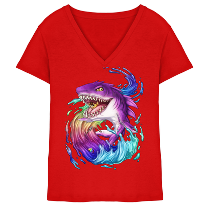 LupiArts Megalodon Crested - Ladies V-Neck Shirt