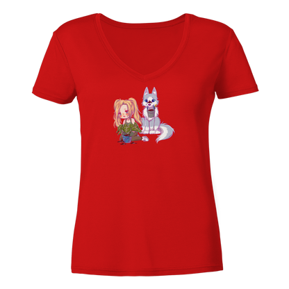StaceyLucia Wolf Chibi - Ladies V-Neck Shirt