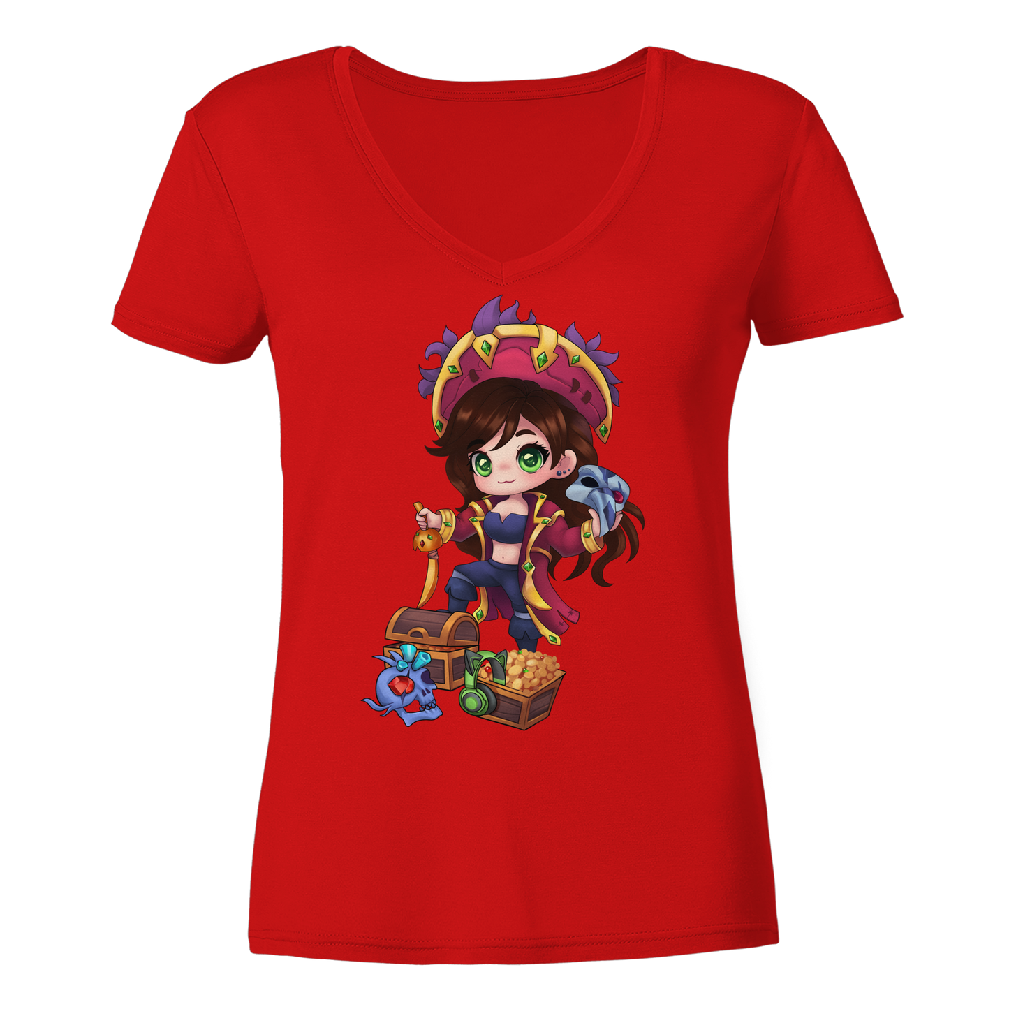 KykyNeko Pirat - Ladies V-Neck Shirt