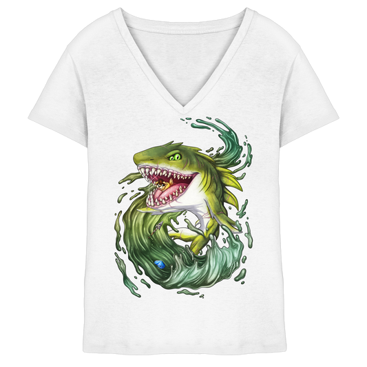 LupiArts Megalodon Ancient - Ladies V-Neck Shirt