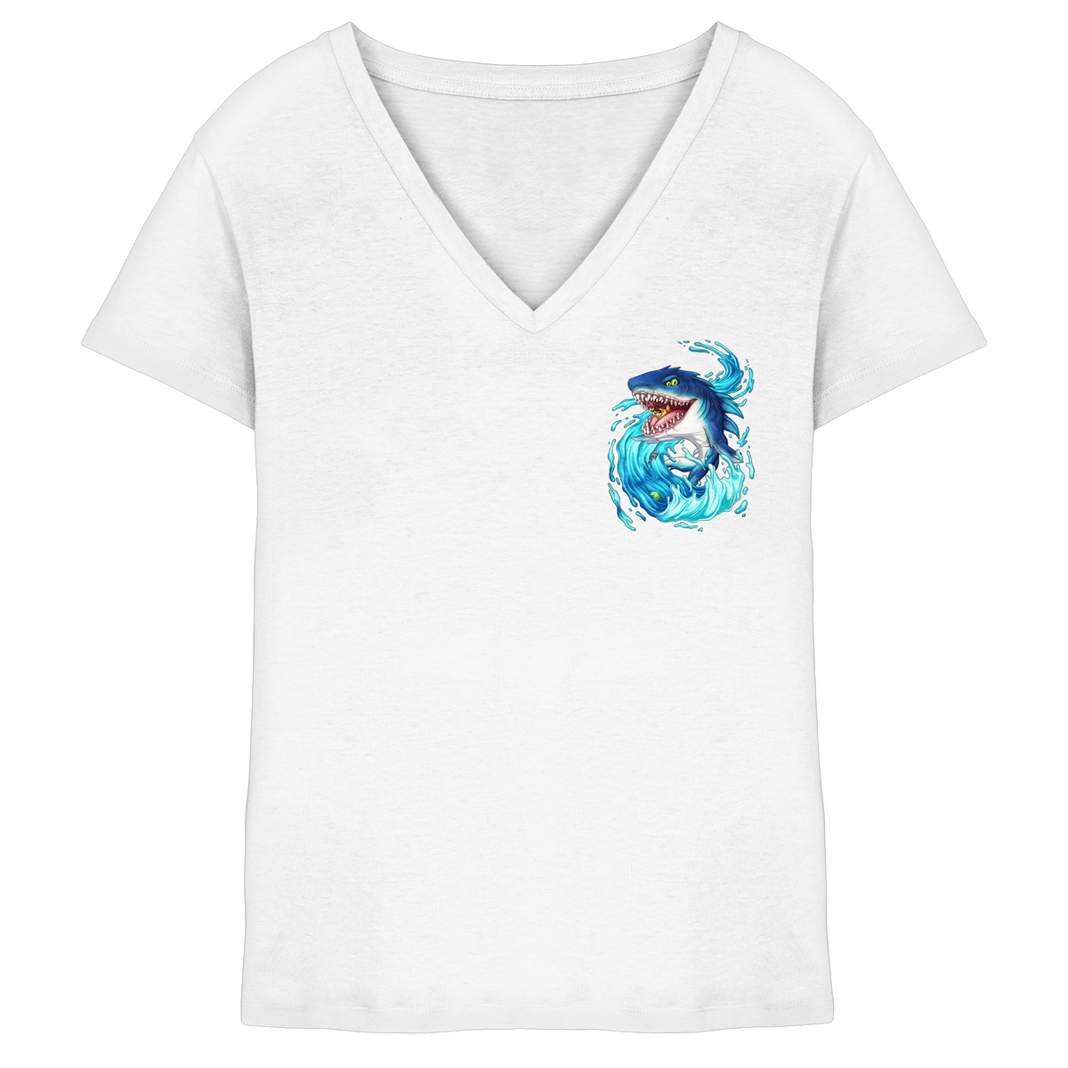 LupiArts Megalodon Hungering - Ladies V-Neck Shirt
