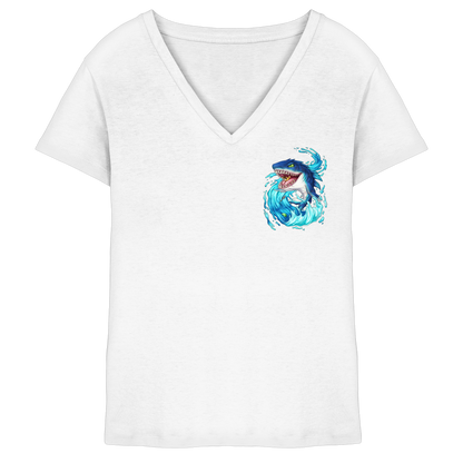LupiArts Megalodon Hungering - Ladies V-Neck Shirt